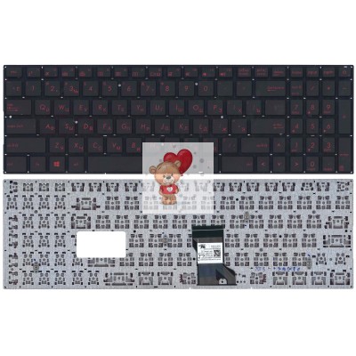 Клавиатура для Asus Q501L c подсветкой Черная с красными клавишами p/n: 0KNB0-662LCS00 Клавиатура для Asus Q501L c подсветкой Черная с красными клавишами p/n: 0KNB0-662LCS00