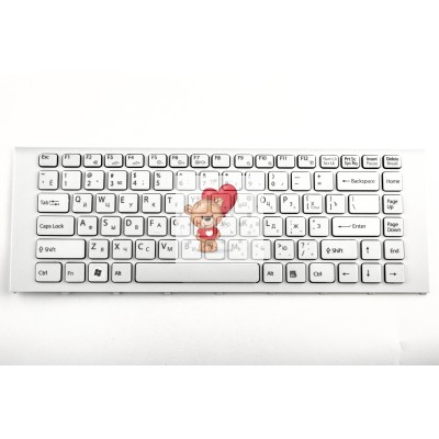 Клавиатура для ноутбука Sony VPC-EA Белая с рамкой p/n: V081678F, V081678FS1, 550102L13-203-G