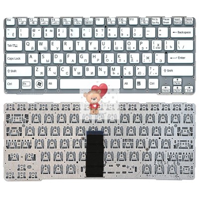 Клавиатура для ноутбука Sony SVE14A Белая с голубым p/n: 9Z.N6BBF.D0R, 149115111RU, 9Z.N6BBF.R0