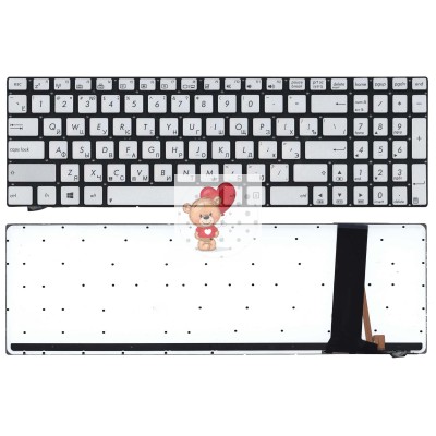 Клавиатура для Asus N550J Сеpебро с подсветкой p/n: NSK-UPN0R 9Z.N8BBU.L0R, 0KN0-N43RU13