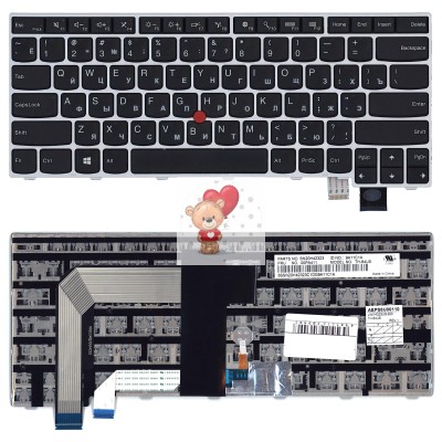 Клавиатура для ноутбука Lenovo T460 Yoga 14 с серебристой рамкой p/n: 00UR200, 57Y005A, SN20J35624 Клавиатура для ноутбука Lenovo T460 Yoga 14 с серебристой рамкой p/n: 00UR200, 57Y005A, SN20J35624