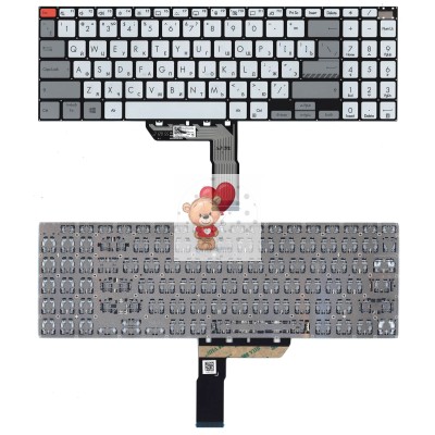 Клавиатура для Asus VivoBook PRO 16 M7600QA Серебро без подсветки p/n: 0KNB0-560XRU00, AEXJD701040 Клавиатура для Asus VivoBook PRO 16 M7600QA Серебро без подсветки p/n: 0KNB0-560XRU00, AEXJD701040