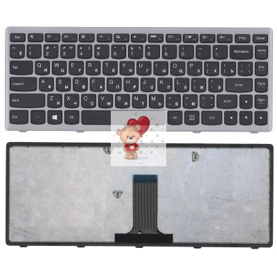 Клавиатура для ноутбука Lenovo S410P Черная с серой рамкой p/n:9Z.NAASW.L0R, 25213957 Клавиатура для ноутбука Lenovo S410P Черная с серой рамкой p/n:9Z.NAASW.L0R, 25213957