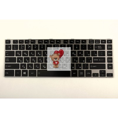Клавиатура для ноутбука Toshiba C840 Черная + серая рамка подсветка p/n: 9Z.N7SSQ.001