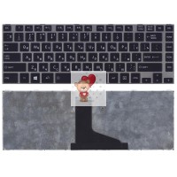 Клавиатура для ноутбука Toshiba C840 Черная + серая рамка подсветка p/n: 9Z.N7SSQ.001