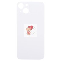Задняя крышка для iPhone 13 Белый (стекло, широкий вырез под камеру, логотип) - Премиум