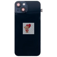 Задняя крышка для iPhone 14 стеклом камеры Черный (стекло, MagSafe ориг. шлейф, логотип) - Премиум